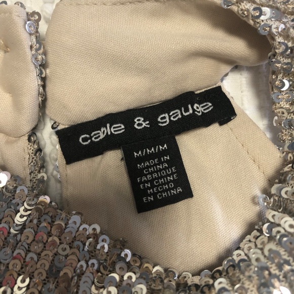 Cable & Gauge Sequins Silver Halter Tank Top Size M - Picture 3 of 3